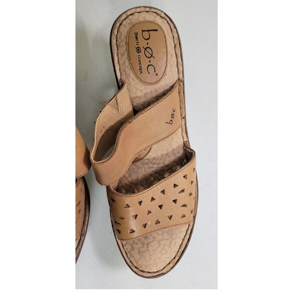 b.o.c Born Sandals Womens 9 Concept Wedge Slides Cut Out Tan Sandals Boho Casual - Picture 8 of 10